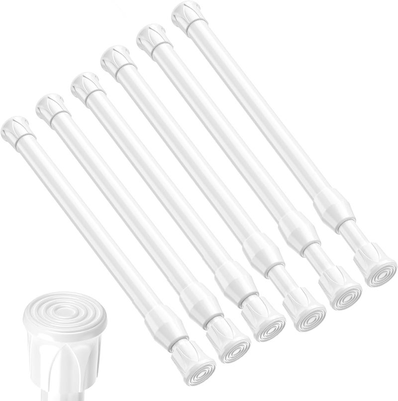 ZipGlo Tension Curtain Rod 8-12.5 inch Small Tension Rods White Adjustable Spring Tension Curtain Rods 6PCS Mini Curtain Rod Short for Cupboard Closet Rod Kitchen Drawers No Drill Cupboard Cabinets - Image 1